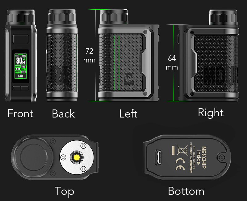 Wotofo Mdura Mini 80W Box Mod Halftone Black - Image 2